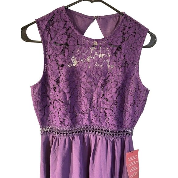 TRUTH & FABLE Womens Sleeveless Lace Trim Bridesmaid Maxi Dress Violet Size s - Picture 10 of 10